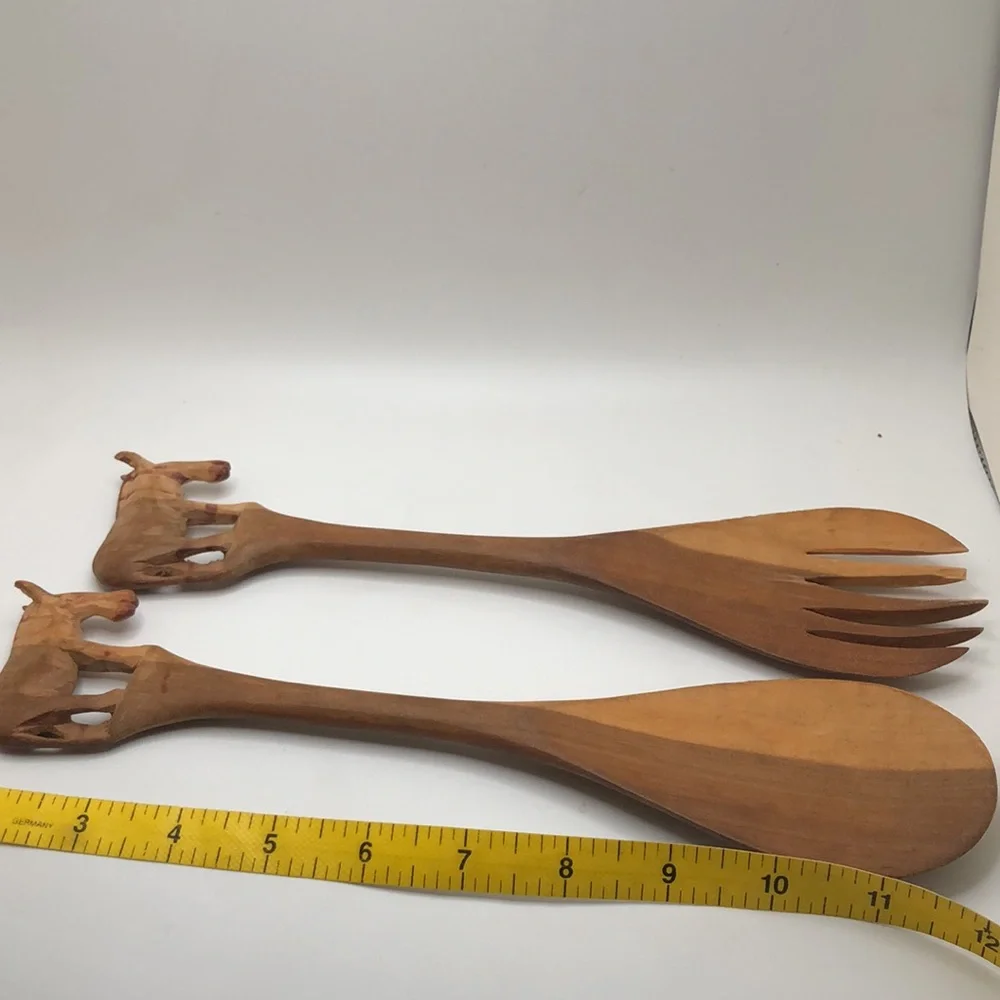 Artisan Brown Wooden Serving Utensils
